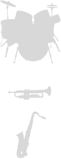 instrumenty muzyczne perkusja, trąbka, saksofon